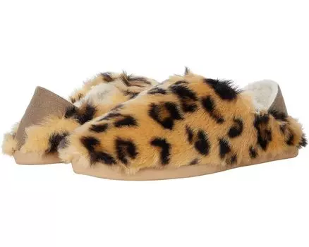 Домашняя обувь TOMS Ezra, цвет Dark Natural Cheetah Faux Fur/Pom Pom