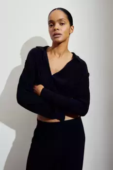 Домашняя рубашка из мятой ткани H&M, черный