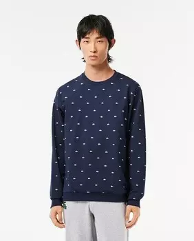 Домашняя толстовка с контрастным принтом Lacoste, темно-синий