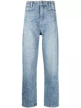 DOMREBEL прямые джинсы с графичным принтом, синий