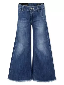 DONDUP KIDS расклешенные джинсы с бахромой, синий