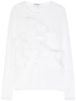 DONDUP сетчатая блузка с цветочной аппликацией, белый