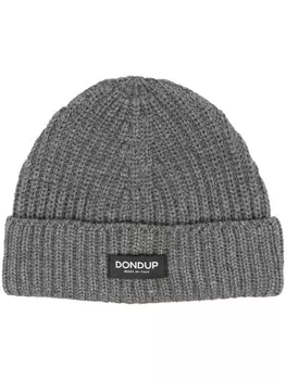 DONDUP шапка бини в рубчик с нашивкой-логотипом, серый