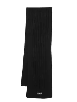 DONDUP шарф в рубчик с нашивкой-логотипом, черный