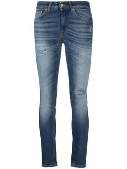 DONDUP укороченные джинсы скинни с нашивкой-логотипом, синий