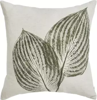 Done. чехол на подушку "Folium", (1 шт.), чехол на подушку с льняным наполнением, с одной стороны принт с изображением листьев 45х45 см, зеленый