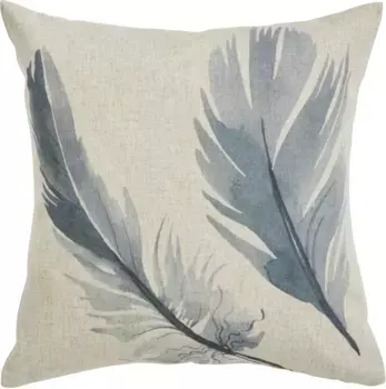 Done. Чехол на подушку "Перья", (1 шт.), чехол на подушку с принтом с обеих сторон, из холщовой ткани с содержанием льна 45х45 см, цвет natur/anthrazit