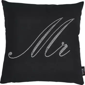 Done. декоративная подушка "Каменный Mr", с надписью Mr, чехол на подушку с наполнителем, 1 шт 45х45 см, серый