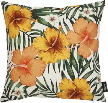 Done. декоративная подушка "Панама Принт Роза Мальва", чехол на подушку с принтом с обеих сторон без наполнителя, 1 шт 45х45 см, цвет bunt + bedruckt