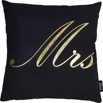 Done. декоративная подушка "Stone Mrs", с надписью Mrs, чехол на подушку с наполнителем, 1 шт 45х45 см, цвет goldfarben + bedruckt