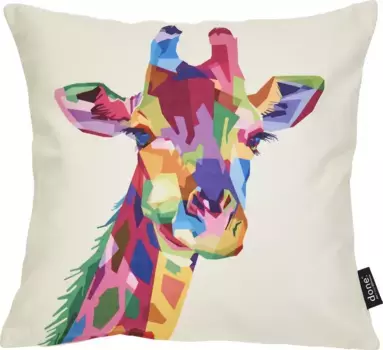 Done. декоративная подушка "Велюр с принтом "Жираф", чехол на подушку с принтом с обеих сторон, доступен в 2 размерах 45х45 см, цвет bunt + bedruckt