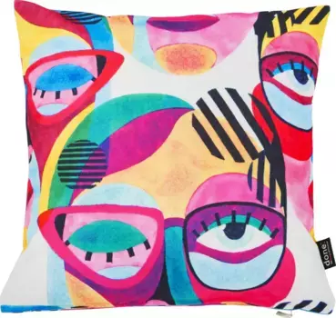 Done. декоративная подушка "Велюровые глаза с принтом", чехол на подушку с принтом с обеих сторон без наполнителя, 1 шт 45х45 см, цвет bunt + bedruckt