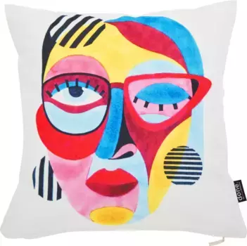 Done. декоративная подушка "Велюровый принт Colorful Face", чехол на подушку с принтом с обеих сторон без наполнителя, 1 шт 45х45 см, цвет bunt + bedruckt