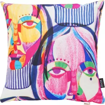 Done. декоративная подушка "Велюровый принт Женские лица", чехол на подушку с принтом с обеих сторон без наполнителя, 1 шт 45х45 см, цвет bunt + bedruckt