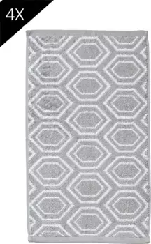 Done. Комплект полотенец "Этно", (комплект, 4 шт., 4 гостевых полотенца (30х50 см), гостевые полотенца, жаккардовая ткань, современный узор) (4 шт.), цвет silbergrau/wei