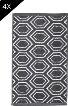 Done. Комплект полотенец "Этно", (комплект, 4 шт., 4 гостевых полотенца (30х50 см), гостевые полотенца, жаккардовая ткань, современный узор) (4 шт.), антрацит/белый