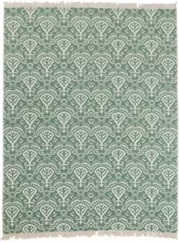 Done. ковер "NIZZA", прямоугольный, плоского плетения, современный этнический дизайн, с бахромой, моющийся 120х180 см, зеленый