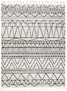 Done. ковер "OCEAN", прямоугольный, современный скандинавский дизайн, эффект high-low, с бахромой 160х240 см, кремовый/черный