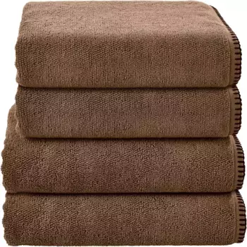 Done. набор полотенец "Делюкс Прайм", (набор, 4 шт., 2 полотенца для рук (50х100 см) - 2 полотенца для душа (70х140 см), с окантовкой декоративным швом черного цвета (4 шт.), цвет Cognac