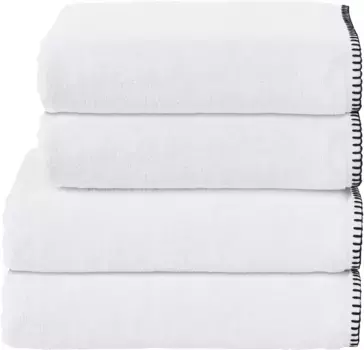 Done. набор полотенец "Делюкс Прайм", (набор, 4 шт., 2 полотенца для рук (50х100 см) - 2 полотенца для душа (70х140 см), с окантовкой декоративным швом черного цвета (4 шт.), белый