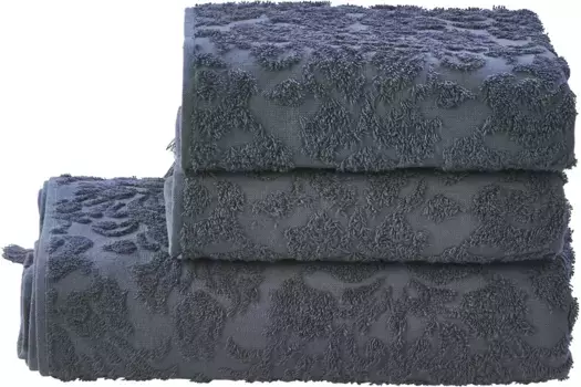 Done. Набор полотенец "Орнаменты Прованса", (комплект, 3 шт., 1 банное полотенце (70х140 см) - 2 полотенца для рук (50х100 см), однотонные, орнамент, с бахромой (4 шт.), цвет anthrazit