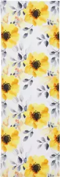Done. настольная дорожка "Желтые розы с мотивом розы", (1 шт.), цифровая печать, размеры ок. 45x150 см 45х150 см, белый/желтый/серый