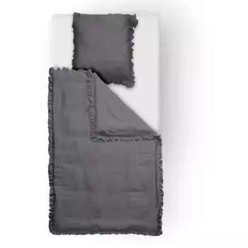 Done. постельное белье «Амели», постельное белье с двусторонним принтом и окантовкой, антрацит