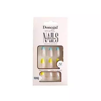 Donegal, Искусственные ногти — Negative Space Yellow Blue (3112), 24 шт.