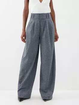 Donegal твидовые брюки со складками Altuzarra, серый