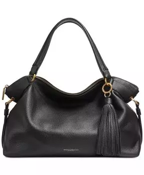 Donna Karan Glenwood Кожаная сумка-портфель с верхней ручкой и кисточкой Donna Karan New York, серый