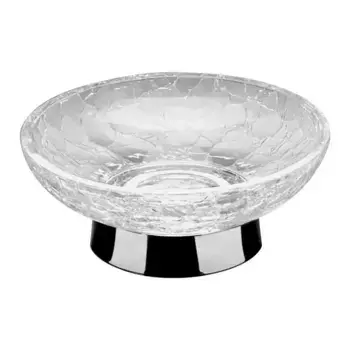 Дополнение Windisch круглая мыльница из потрескавшегося стекла, хром