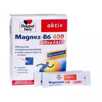 Доппельгерц Актив, Магний-В6 Ultra FAST, Добавка , 20 порций, со вкусом лимона Queisser Pharma
