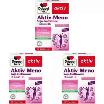 Doppelherz Active Meno для женщин в период менопаузы с растительными изофлавонами сои, кальцием и витамином D3, 30 таблеток