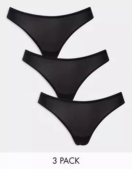 Дорина – Комплект из 3 пар черных невзрачных стрингов с V-образной передней частью Dorina