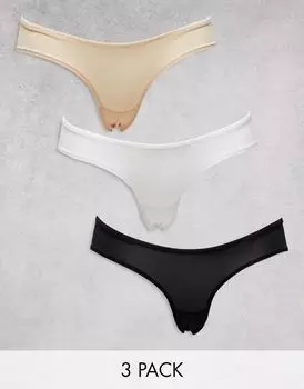 Dorina – Комплект из 3 трусов с заниженной талией, глубоким вырезом и V-образной передней частью в разных цветах
