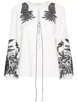 Dorothee Schumacher блузка со шнуровкой и вышивкой, белый