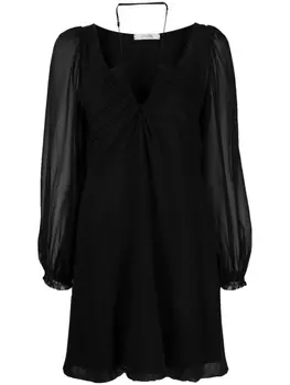 Dorothee Schumacher sheer-sleeve V-neck minidress, черный