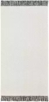 Дорожка бидерлак "Зигзаг", прямоугольная, ковровая дорожка, современный зигзагообразный дизайн, с бахромой, моющаяся Biederlack 80х200 см, цвет natur