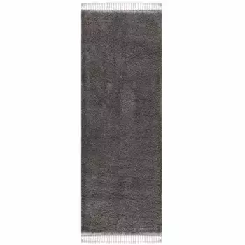 Дорожка Carpet City с высоким ворсом "Pulpy 100", прямоугольная, особо мягкая, с бахромой, однотонная 80х300 см, серый
