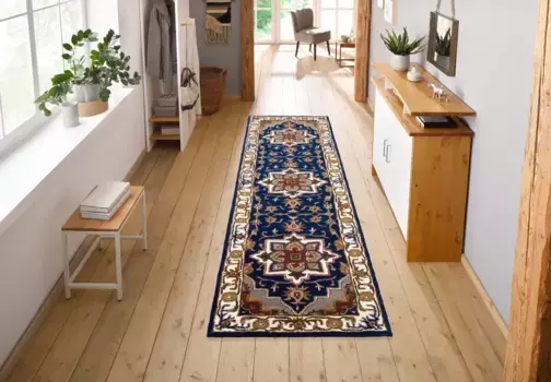 Дорожка для дома "Аман", прямоугольная, ковровая дорожка, чистая шерсть, восточный вид Home affaire 70х270 см, синий