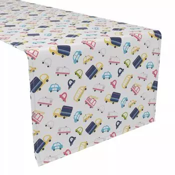 Дорожка для стола, 100 % хлопок, 16x108 дюймов, машинки с героями мультфильмов.