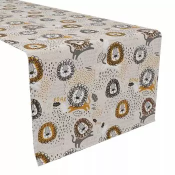 Дорожка для стола, 100 % хлопок, 16x108 дюймов, Doodle Lions