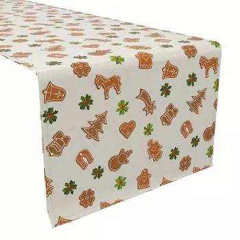 Дорожка для стола, 100 % хлопок, 16x108 дюймов, пряники и падуб.