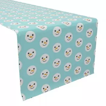 Дорожка для стола, 100 % хлопок, 16x108 дюймов, лица снеговика.