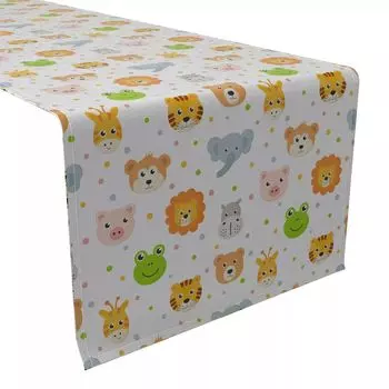 Дорожка для стола, 100 % хлопок, 16x108 дюймов, значки с веселыми животными.