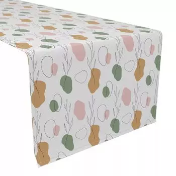 Дорожка для стола, 100 % хлопок, 16x108 дюймов, нарисованные листья и точки.