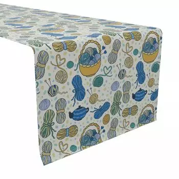 Дорожка для стола, 100 % хлопок, 16x108 дюймов. Люблю вязать.