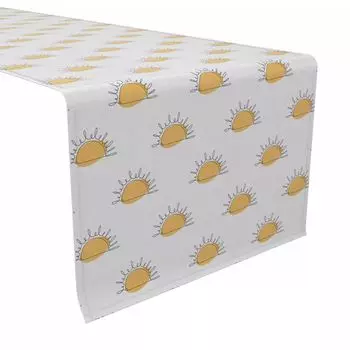 Дорожка для стола, 100 % хлопок, 16x108 дюймов, акварельное солнце.