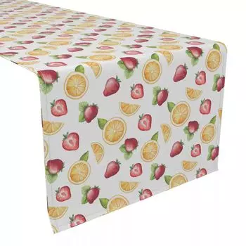 Дорожка для стола, 100 % хлопок, 16x108 дюймов, акварельные фрукты.