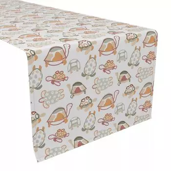 Дорожка для стола, 100 % хлопок, 16x72 дюйма, черепахи-каракули.